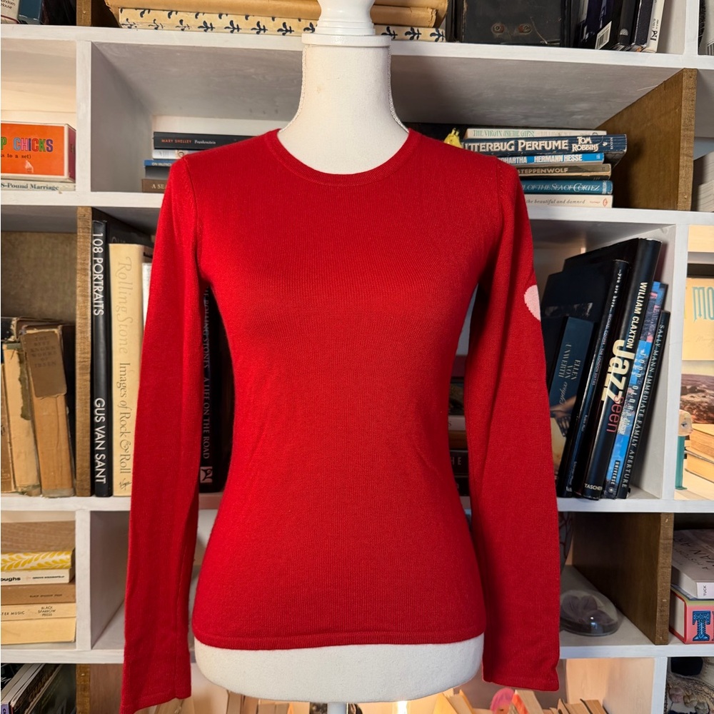 Red Long-Sleeve Crewneck Women's Top